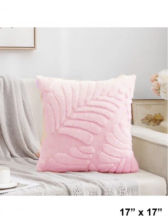 Leaf Pattern Soft Wool Fleece Feeling Cushion & Filler